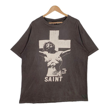 SAINT Mxxxxxx セントマイケル 22SS DMJ SS TEE キリスト プリント Tシャツ ブラック 加工 SM-S22-0000-016 Size XL 福生店