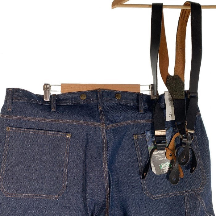 KEY キー Denim Logger Dungaree ワークデニムパンツ ロガー ダンガリー インディゴ サスペンダーセット Size 42×30 福生店