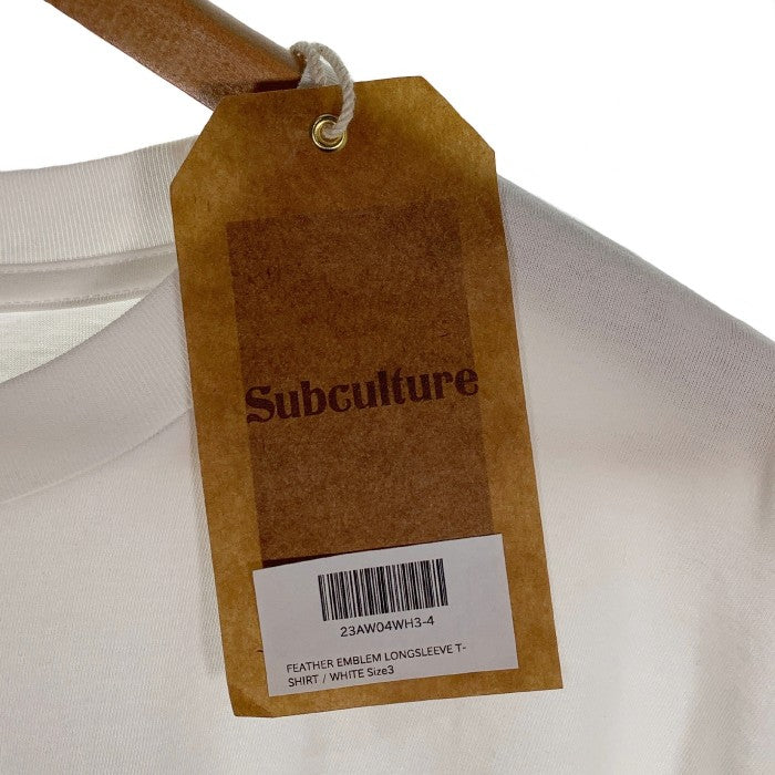 SUBCULTURE サブカルチャー 23AW FEATHER EMBLEM LONGSLEEVE T-SHIRT フェザーエンブレム ロングスリーブTシャツ ホワイト Size 3 福生店