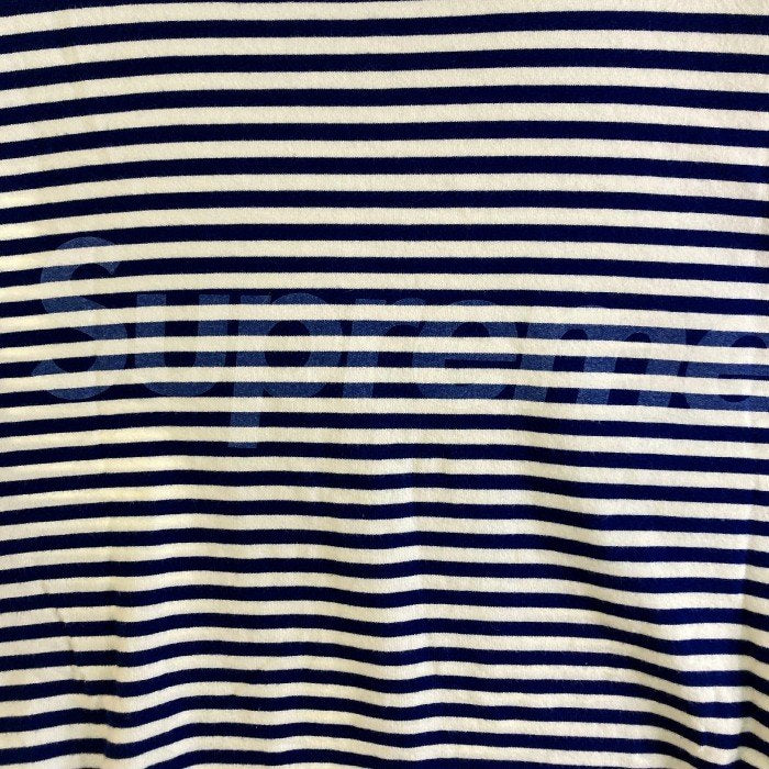 SUPREME シュプリーム 15AW STRIPED LOGO ストライプロゴ ロンT ネイビー sizeL 瑞穂店