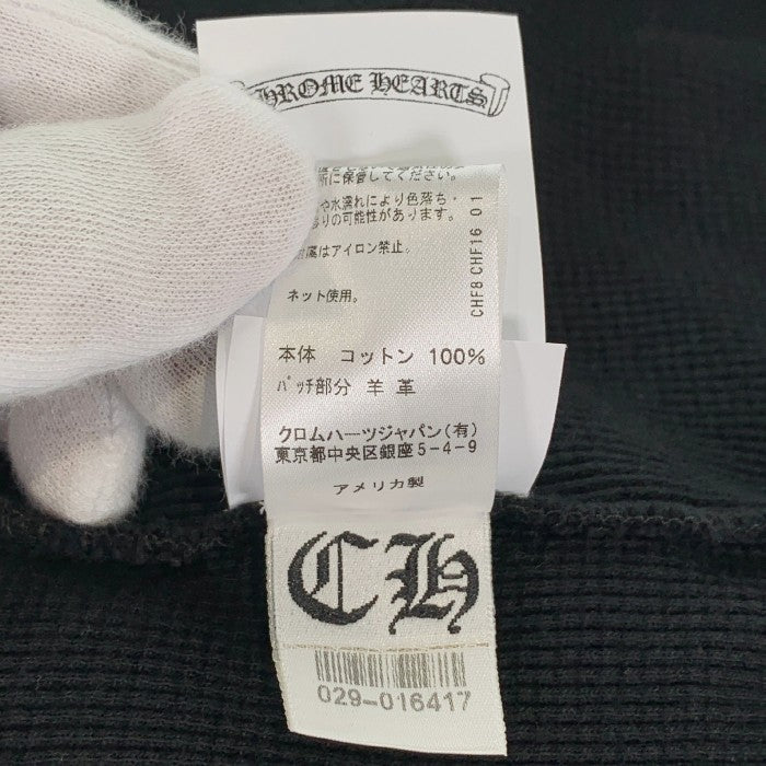 Chrome Hearts クロムハーツ CROSS BUTTON THERMAL HENLY L/S クロスレザーパッチ ヘンリーネック サーマル ロングスリーブ カットソー ブラック Size XL 福生店
