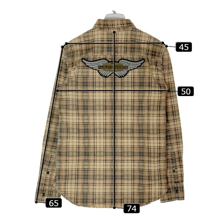 HARLEY-DAVIDSON ハーレーダビッドソン PATCH PRINTED PLAID SHIRT パッチ 刺繍 チェック 長袖 シャツ 96263-18VM イエロー sizeS 瑞穂店