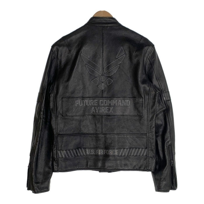 AVIREX アヴィレックス COMAND SINGLE RIDERS コマンドシングルライダースジャケット ラムレザー ブラック 6111037 Size M 福生店