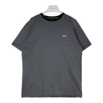 A.P.C. アーペーセー ボーダー ロゴ刺繍 Tシャツ ブラック sizeXL 瑞穂店