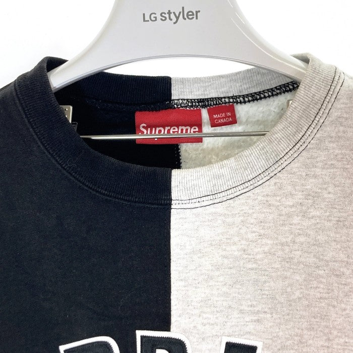 SUPREME シュプリーム 18AW クルーネックスウェット Split Crewneck Sweatshirt トレーナー スプリット クルーネック ブラック × グレー sizeM 瑞穂店