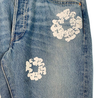 DENIM TEARS デニムティアーズ LEVI'S リーバイス 501 DT Wreath Jean リースプリント デニムパンツ インディゴ Size 33×32 福生店