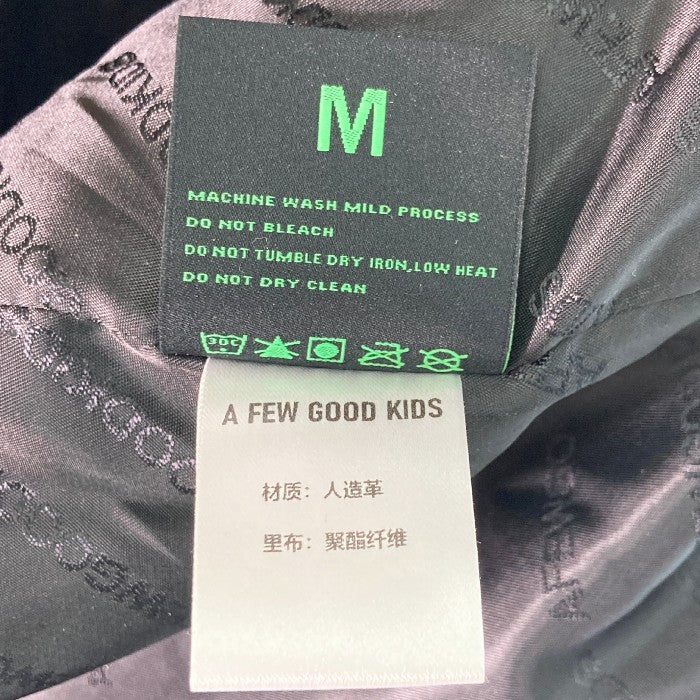 A FEW GOOD KIDS AFGK アフューグッドキッズ 合皮 刺繍スタジャン ブラック sizeM 瑞穂店