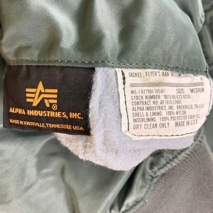 ALPHA INDUSTRIES アルファ インダストリーズ MA-1 フライジャケット  82790J 0615-00-573-8335 USA製 カーキ M 瑞穂店