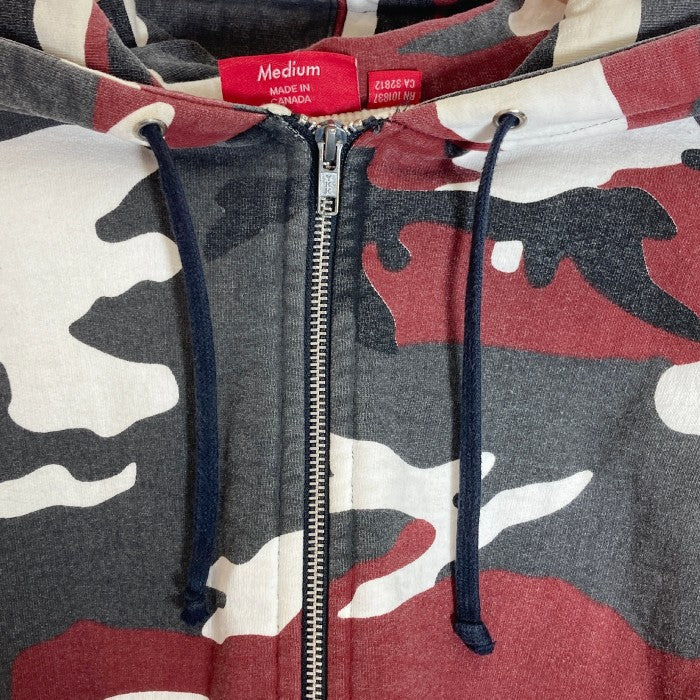 SUPREME シュプリーム 13AW   Thermal Zip up Hoodie Snow Camo サーマルジップアップ フーディ カモ総柄 パーカー レッドホワイト sizeM 瑞穂店