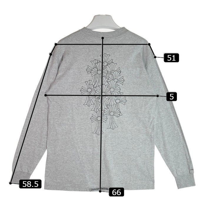 CHROME HEARTS クロムハーツ セメタリーバックプリント ホースシュークロス スクロールラベル ポケット Tシャツ グレー sizeM 瑞穂店