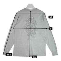 CHROME HEARTS クロムハーツ セメタリーバックプリント ホースシュークロス スクロールラベル ポケット Tシャツ グレー sizeM 瑞穂店